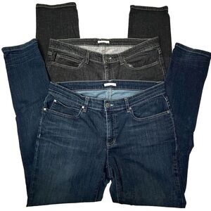 2 Eileen Fisher Organic Cotton Jeans Womens 12 34X31 LOT Denim‎ Dark EXCELLENT